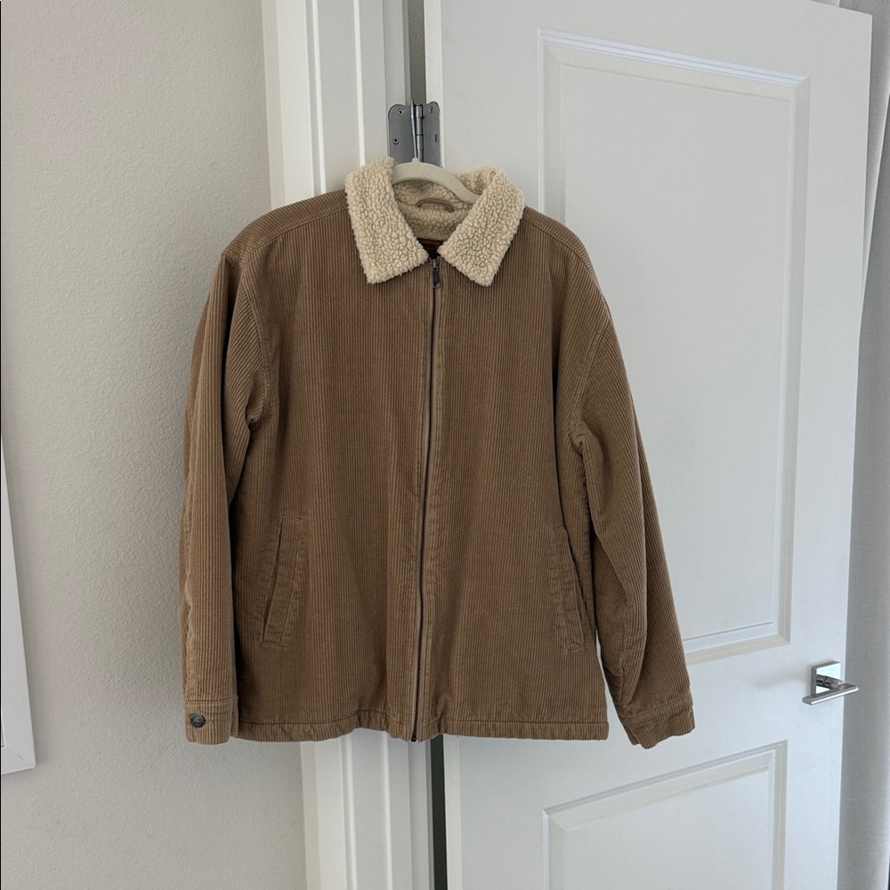Brown Corduroy Jacket with Sherpa Collar